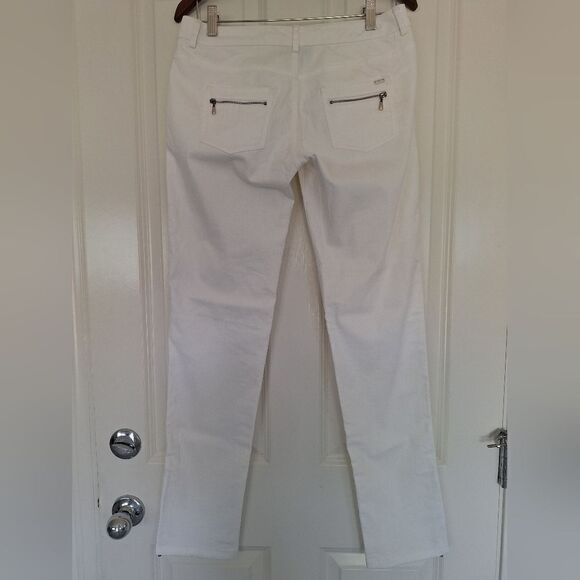 St.John white cotton low-rise trousers with zippers size 4 - Picture 3 of 11